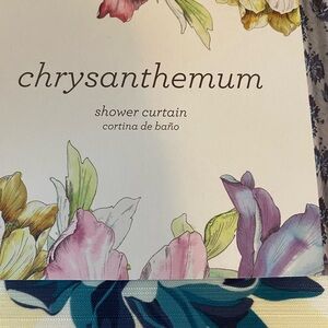 Chrysanthemum Blue yellow and white fabric shower curtain. New in package.72x72